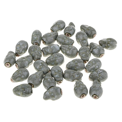 30 pièces de perles de céramique de glaçure de crâne Perle de porcelaine pour Bracelet de bricolage mélangé