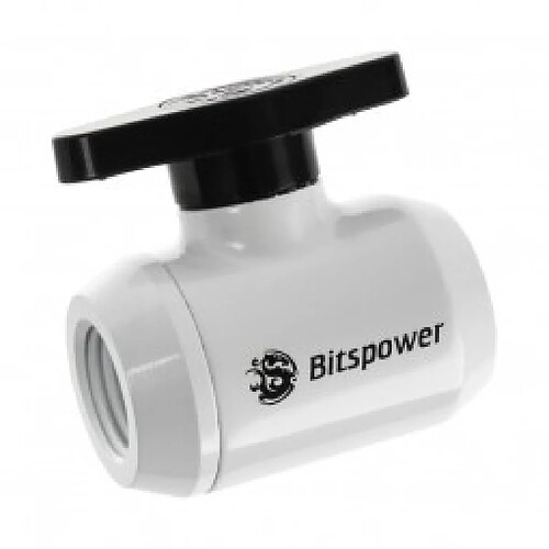 Watercooling Robinet d'arrêt Bitspower 2x G1/4'' IG, poignée noire - blanc