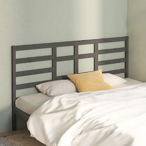 Maison Chic Tête de lit scandinave,Meuble de chambre Gris 206x4x104 cm Bois massif de pin -MN31591