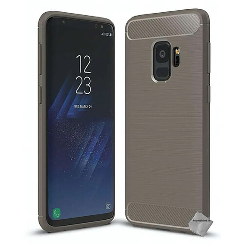 Htdmobiles Coque silicone gel carbone pour Samsung Galaxy S9 + verre trempe - GRIS