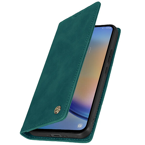 Avizar Étui Galaxy A34 5G Portefeuille et Support Vidéo collection CaseMe bleu canard