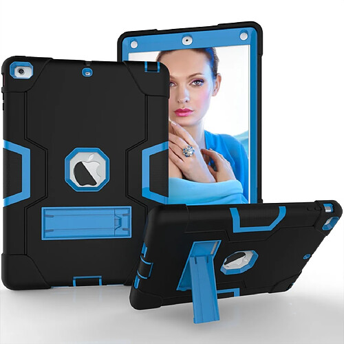 Wewoo Coque Pour iPad 5/4 couleur contrastée Silicone + PC Combinaison avec support noir + bleu