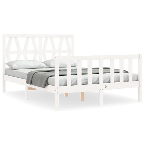 Maison Chic Cadre/structure de lit avec tête de lit pour adulte - Lit Moderne Chambre blanc double bois massif -MN34808