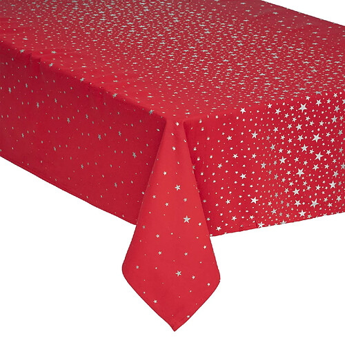 Feeric Lights And Christmas Nappe design étoiles de Noël - L. 240 x l. 140 cm - Rouge et argent