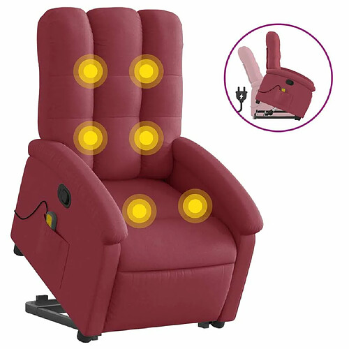 Maison Chic Fauteuil Relax pour salon, Fauteuil inclinable de massage Rouge bordeaux Tissu -GKD19697