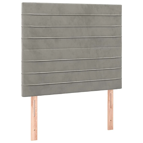 Maison Chic Lot de 2 Têtes de lit design pour chambre - Décoration de lit Gris clair 100x5x78/88 cm Velours -MN70419