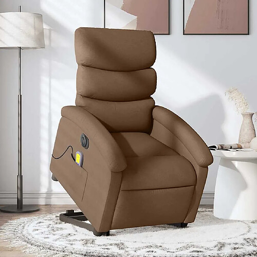 vidaXL Fauteuil inclinable de massage électrique Marron Tissu