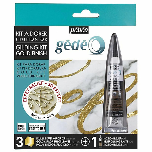 Pebeo Kit à dorer - 3 feuilles miroir et mixtion 20 ml - Finition or