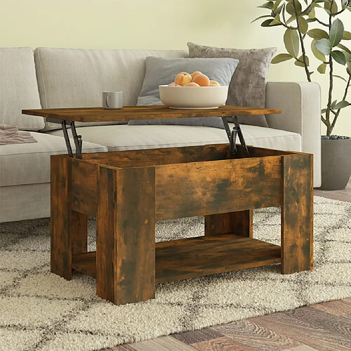 vidaXL Table basse Chêne fumé 79x49x41 cm Bois d'ingénierie