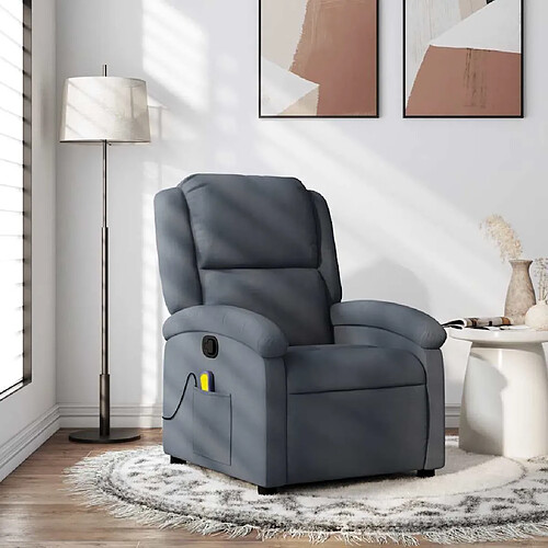 vidaXL Fauteuil de massage inclinable gris foncé velours