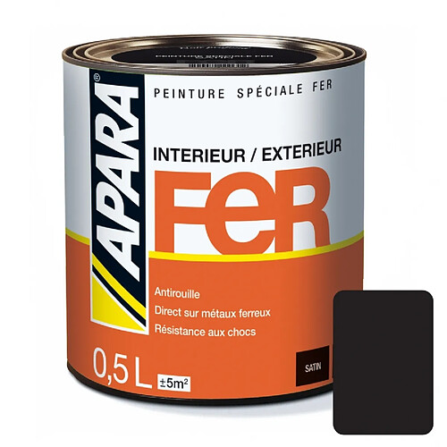 Peinture Fer Satin - APARA-0.5 litre-Noir profond (RAL 9005)