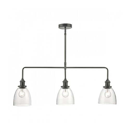 Luminaire Center Suspension Arvin Verre,chrome antique 3 ampoules 37cm