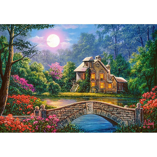 Castorland Puzzle 1000 pièces : Cottage sous la lune