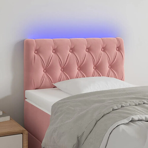 Maison Chic Tête de lit scandinave à LED,meuble de chambre Rose 80x7x78/88 cm Velours -MN26921