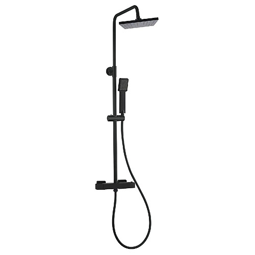 K20 Colonne de Douche K2O Chillout Sea 83-119cm Design Carré Noir Mat - Robinet Mitigeur Thermostatique, Hauteur Réglable, Douchette à Main