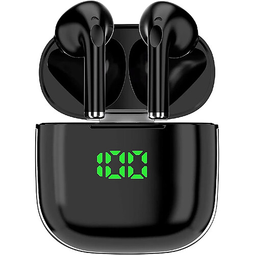 Chrono Écouteurs Bluetooth 5 sans Fil Stéréo, Oreillettes Intra-Auriculaires 30h Indicateur de Batterie Assistant Vocal pour iOS Android Telephone Portable PC TV,Appairage Automatique,Microphone Intégré(Noir)