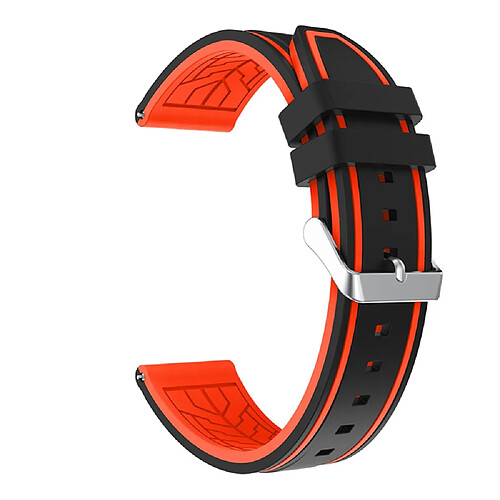 Bracelet en silicone avec boucle, orange noir pour votre Samsung Galaxy Watch3 45mm/Watch 46mm/Huawei watch GT 46mm 22mm