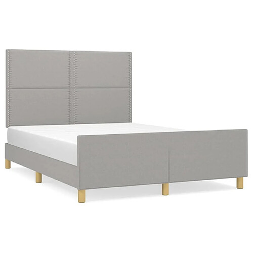 Maison Chic Cadre/structure de lit avec tête de lit pour adulte - Lit Moderne Chambre Gris clair 140x200 cm -MN30190