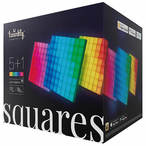 Twinkly Squares Édition Multicolore - Panneaux LED Intelligents et Modulables pour Décoration Intérieure