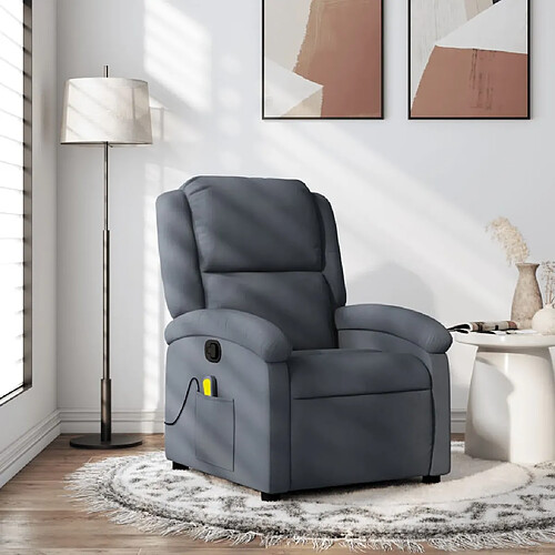 vidaXL Fauteuil de massage inclinable gris foncé velours