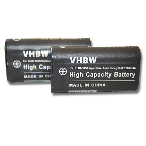 vhbw 2x Batteries compatible avec Kodak EasyShare Z1012 IS, Z1015 IS, Z1085 IS, Z1485 IS, Z612 appareil photo reflex (1200mAh, 3,6V, Li-ion)