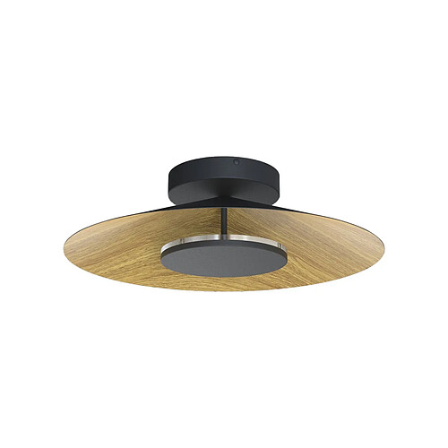 Inspired Plafonnier rond 55cm, LED 24W, 3000K, 1680lm, Bois/Noir, 3 ans de garantie