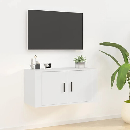 Maison Chic Meuble TV scandinave mural Banc TV suspendu pour salon - Blanc 80x34,5x40 cm -MN17816