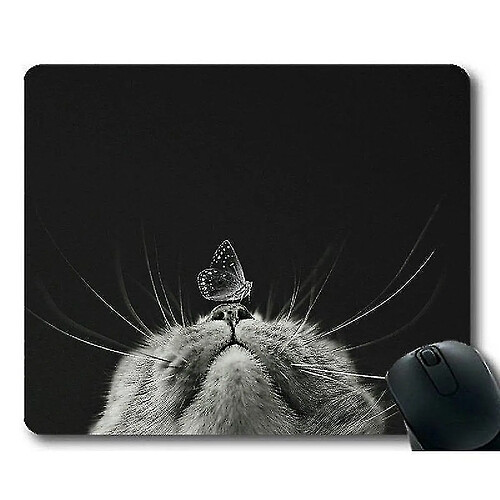 Universal (260x210x3) tapis de souris de jeu, pad de souris noir et blanc de papillon de chat, m, m