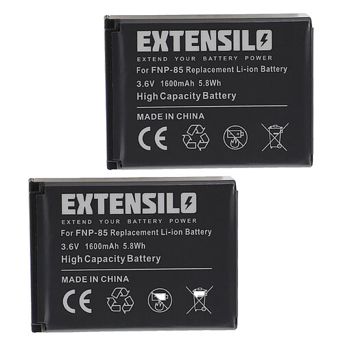 Vhbw EXTENSILO 2x Batteries remplacement pour Aiptek 084-07042L-062, CB-170, CB170, NP170 pour appareil photo, reflex numérique (1600mAh, 3,6V, Li-ion)