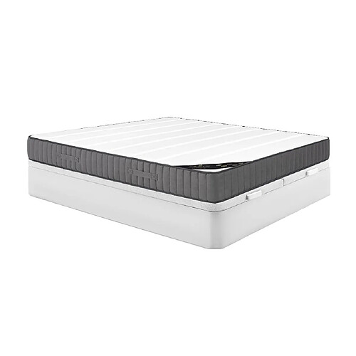 Vente-Unique Ensemble 180 x 200 cm sommier coffre blanc + matelas ressorts ensachés 7 zones et mousse haute résilience ép.26cm - AUDACE de PALACIO