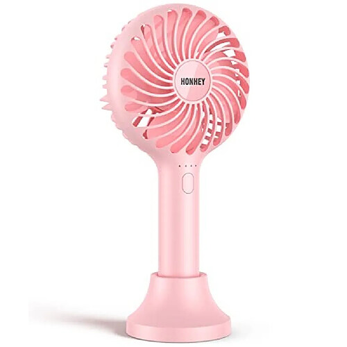 Ventilateur Portatif HonHey Portable, Mini Ventilateur Portatif avec Batterie Rechargeable USB, ventilateur de Table de Bureau Personnel à 4 Vitesses avec Base, 3-10 Heures de Fonctionnement Petit