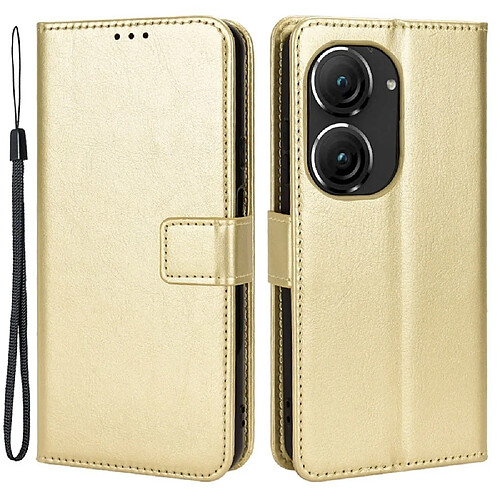 Htdmobiles Housse pour Asus Zenfone 9 5G - etui coque pochette portefeuille + film ecran - OR