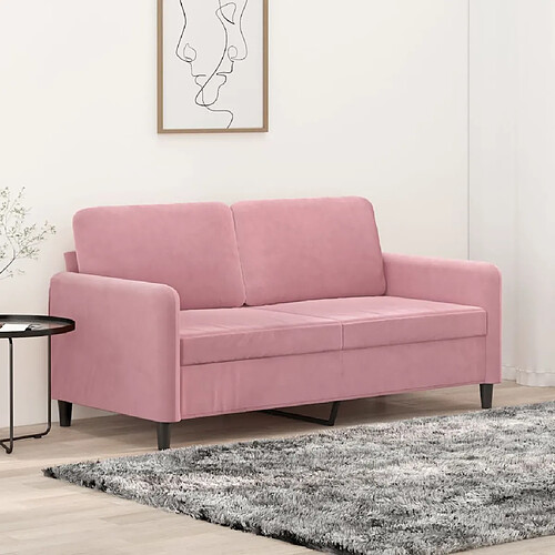 vidaXL Canapé à 2 places Rose 140 cm Velours