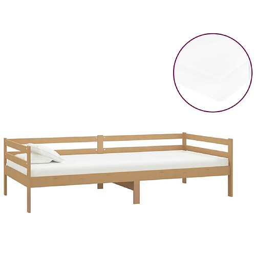 Maison Chic Lit de jour Lit d'invité et matelas, Lit de repos pour Salon Chambre,Canapé-lit 90x200cm Marron miel Bois de pin massif -MN18635