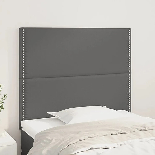 vidaXL Têtes de lit 2 pcs Gris 90x5x78/88 cm Similicuir