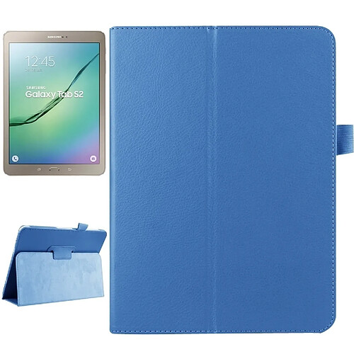 Wewoo Housse Étui bleu pour Samsung Galaxy Tab S2 9.7 / T815 Litchi Texture Horizontal Flip couleur solide Smart Case en cuir avec deux pliage titulaire & Fonction veille / réveil