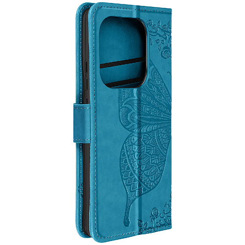 Avizar Étui Papillon Mandala pour Redmi Note 13 Pro Portefeuille Dragonne Bleu