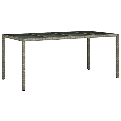 Maison Chic Table de jardin | Table d'extérieur Gris 190x90x75 cm Verre trempé/résine tressée -GKD63593