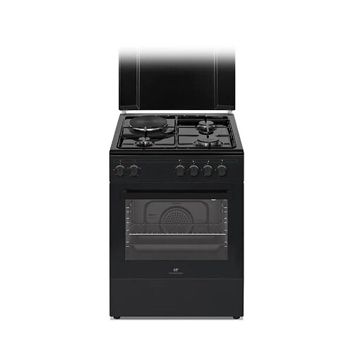 Cuisiniere mixte CONTINENTAL EDISON CECM60FCB - 3 feux gaz + 1 électrique - L59,8 x P61 xH83 cm - Noir