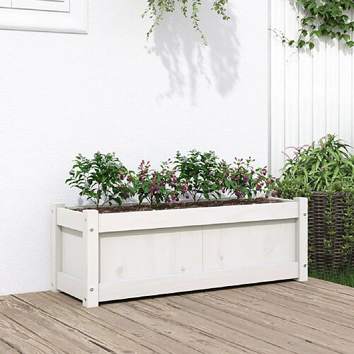 vidaXL Jardinière blanc 90x31x31 cm bois massif de pin