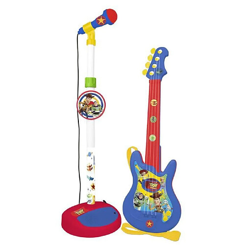 DISNEY TOY STORY Ensembles Guitare 4 cordes et microphone - Fonctione avec 4 piles 1,5V (type AA-R6)