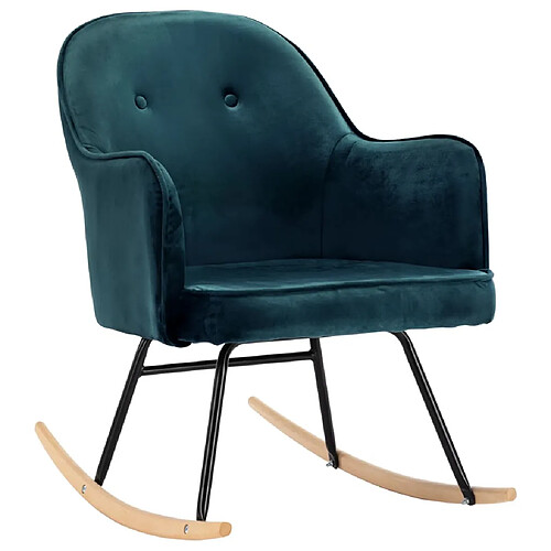 Maison Chic Chaise à bascule | Fauteuil Relax, design moderne Bleu Velours -GKD29956