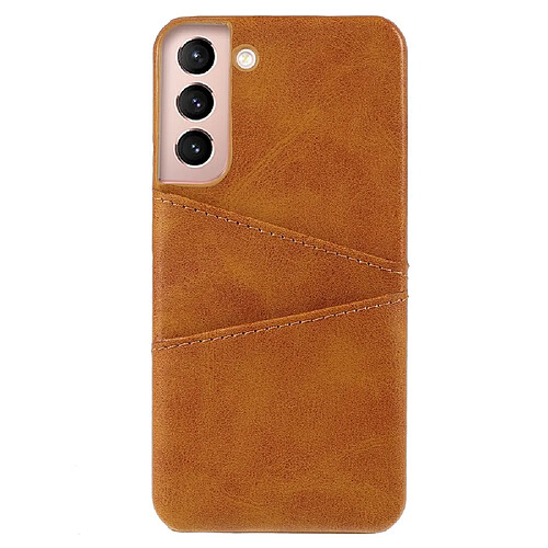 Coque en TPU + PU avec porte-cartes marron pour Samsung Galaxy S22 5G