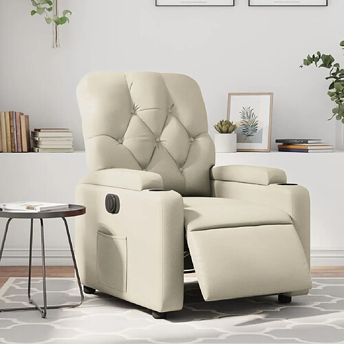 vidaXL Fauteuil inclinable électrique Crème Similicuir