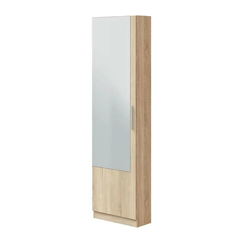 Meuble a chaussure - 1 porte 1 miroir - chene - L 50x P 22 x H180 cm - KRISTAL