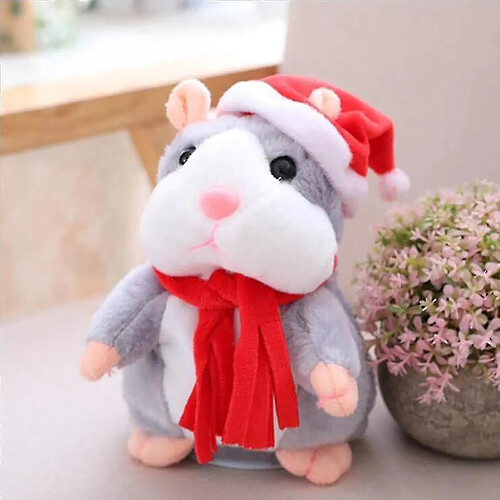 Universal 16 cm Version de Noël Talkter Hamster Talking Sound Record Hamster Putial Toy Gifts (Gray)