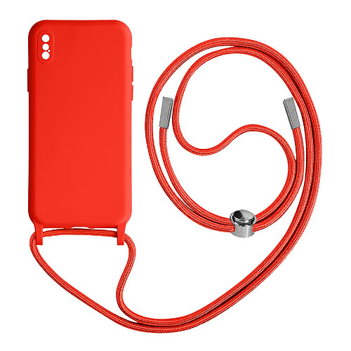 Avizar Coque Cordon iPhone X et XS Semi-rigide Lanière Tour du Cou 80cm rouge