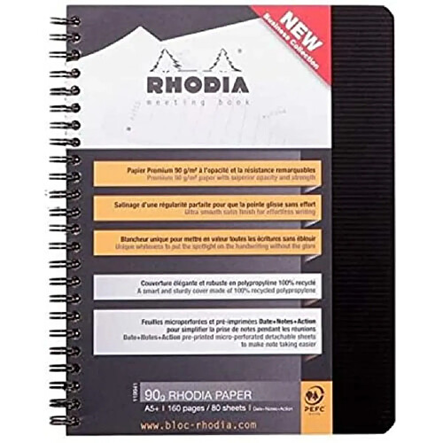 Bloc agrafé Rhodia ORANGE Yellow 21x31,8cm 80 feuilles ligné avec marge 80g