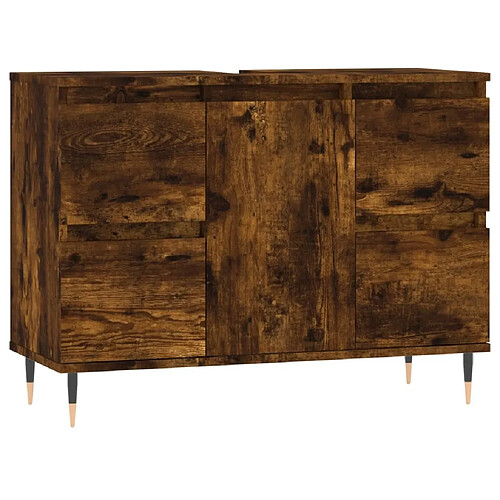 Maison Chic Armoire salle de bain,Meuble de rangement de salle de bain,Meuble haut chêne fumé 80x33x60cm bois d'ingénierie -GKD865505