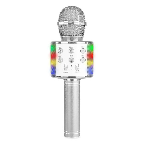 Universal Max km15s - Microphone sans fil Bluetooth Kara Normal avec éclairage LED C Argent